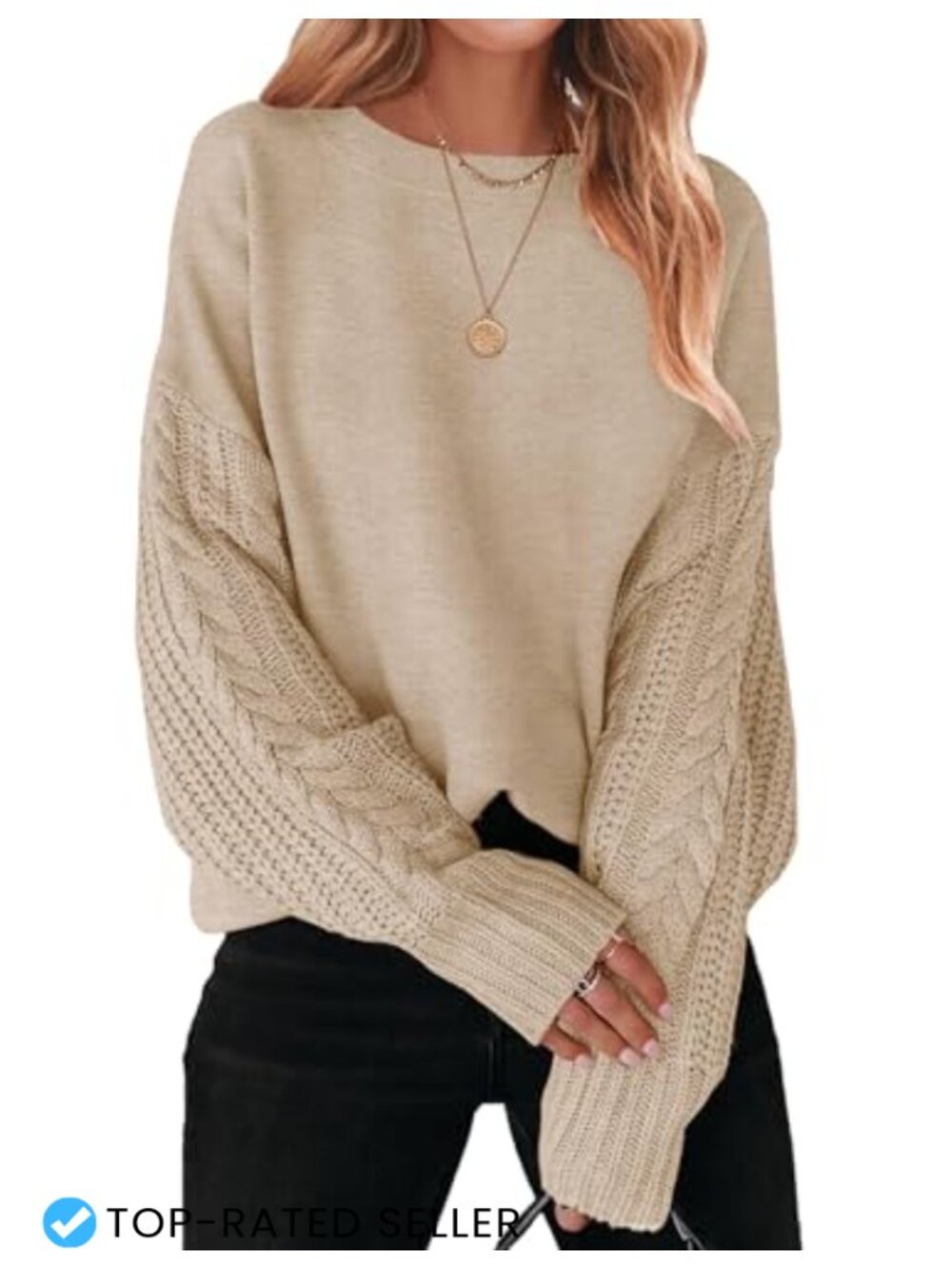 Cable Knit Oversized Tunic Sweater Pullover Loose Fit Winter